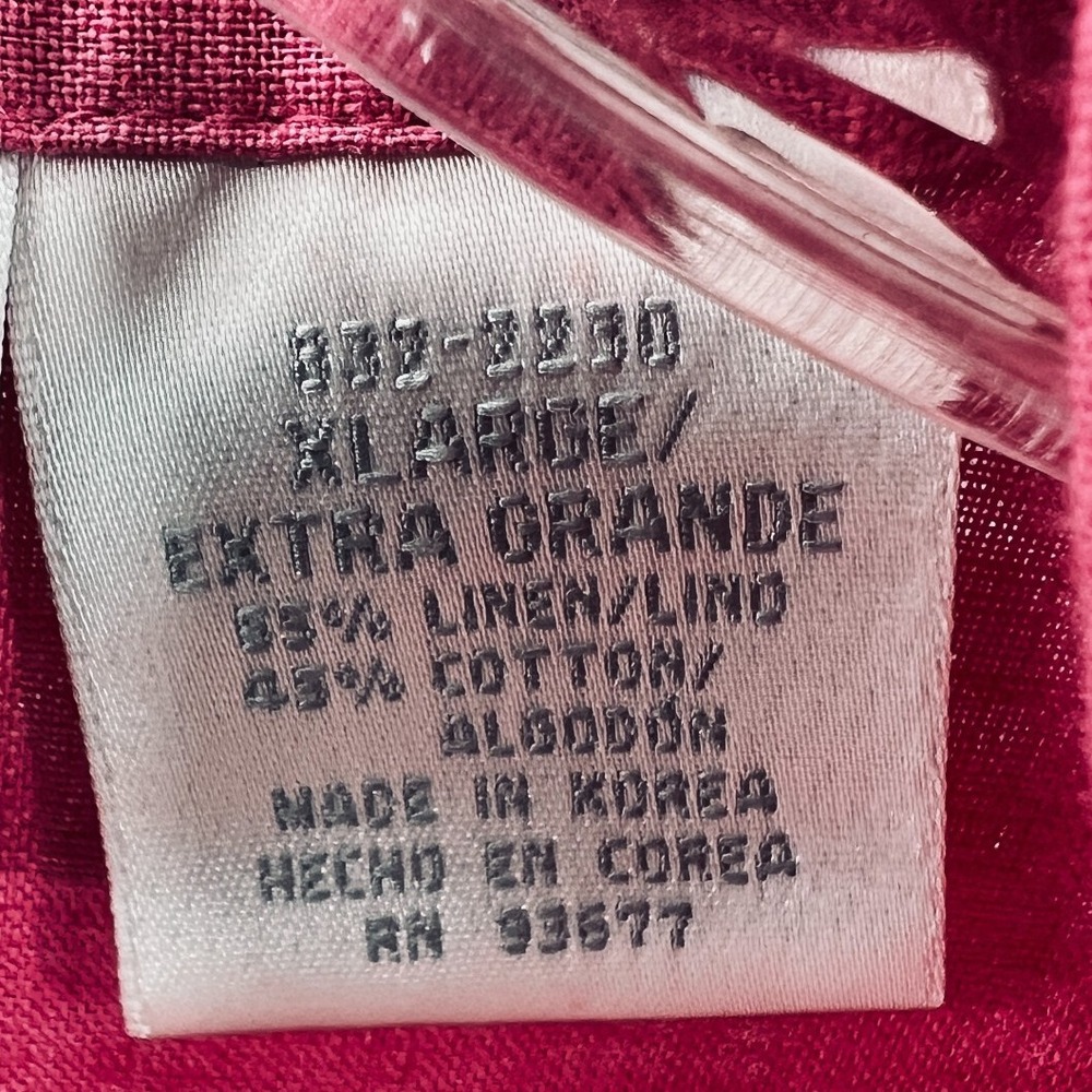 Worthington Womens Shirt XL Linen Blend Pink Button Up Career Minimalist Classic - Picture 5 of 9